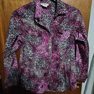 Ariat Women's Pink and Black Animal Print Button Down Shirt